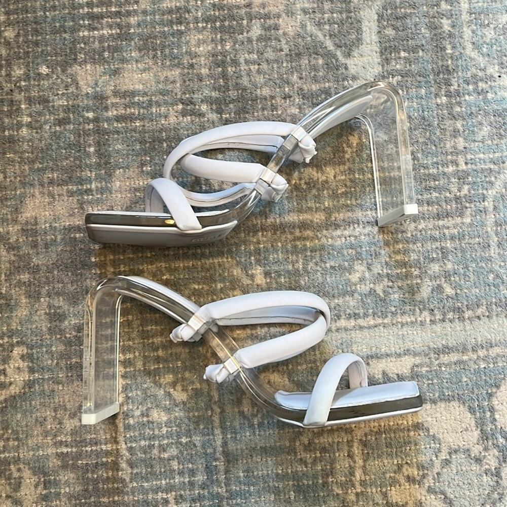 Cult Gaia Letta Crisscross Transparent Leather Strappy Sandals Size 39 White - Picture 7 of 8